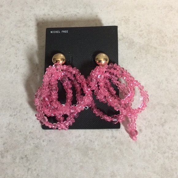 NWT Free Press gold post with medium pink swirl bead earrings - Picture 1 of 8